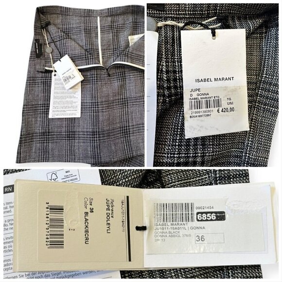 Isabel Marant Doleyli Draped Checked Cotton-blend Mini Skirt, Size 36EU, NWT - Picture 5 of 15